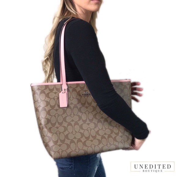 NWT - Coach City Zip Tote,  Signature / Petal - Picture 2 of 8